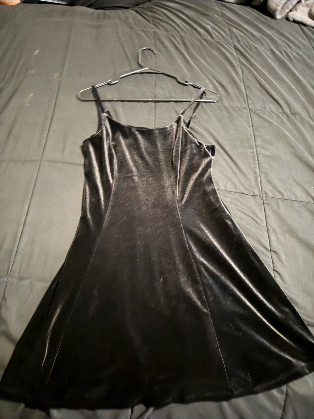 Lily Rose Black Velvet Slip Mini Dress